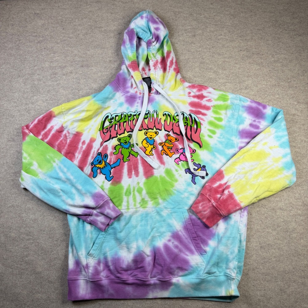 Grateful Dead Tie Dye Hoodie Dancing Bears Colorful Pullover Large 2021